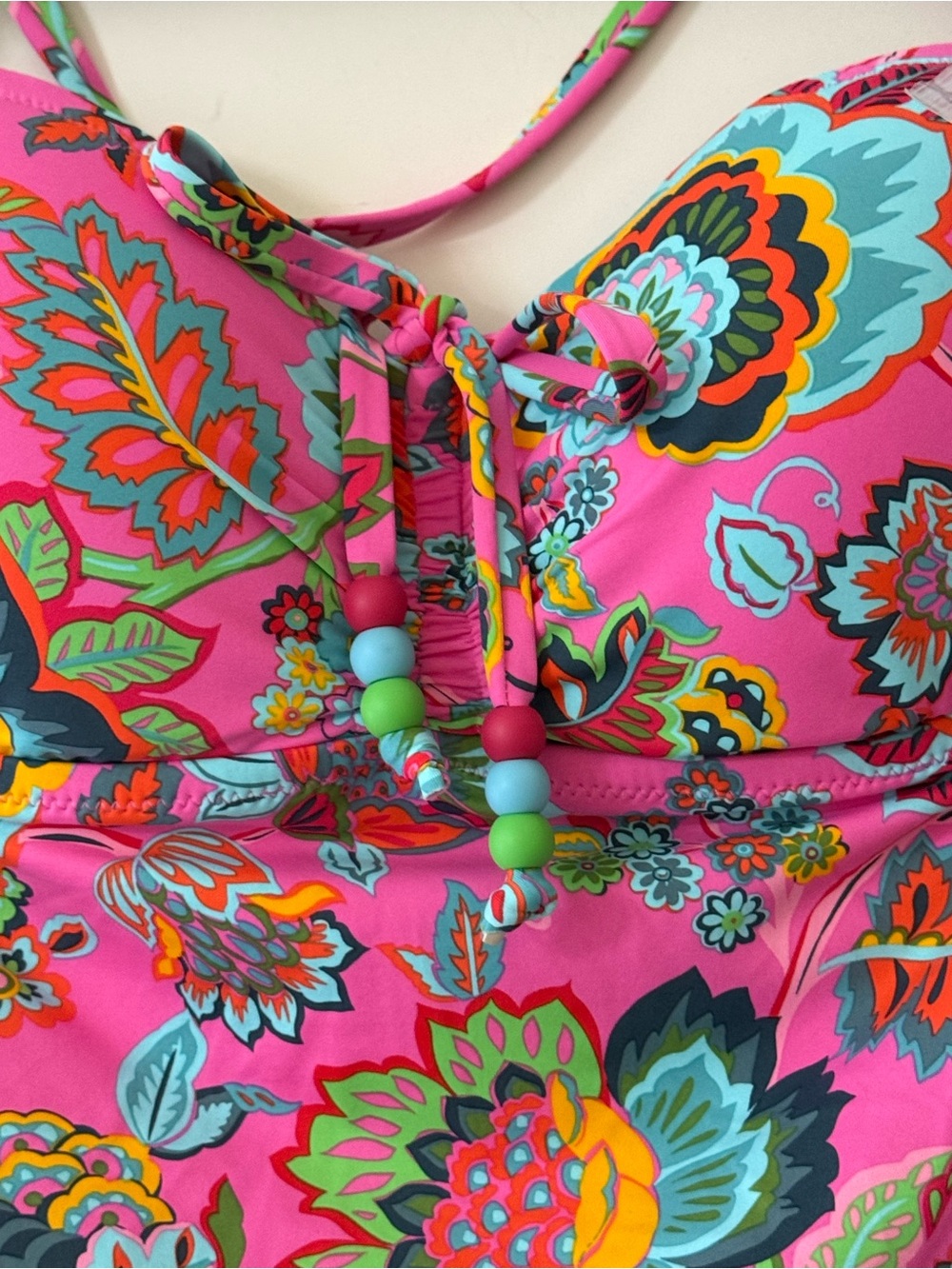 Jessica Simpson Hot Pink Floral Tankini Top - Picture 2 of 6